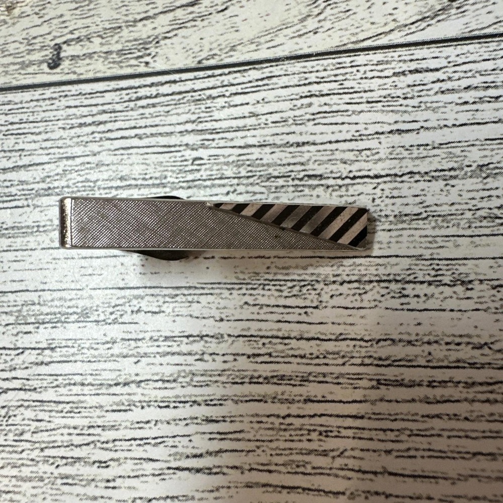 Swank Silvertone Tie Clip Bar Stamped‎ Vintage